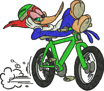 Matriz de Bordado Pica Pau com Bicicleta