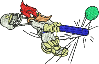 Matriz de Bordado Pica Pau Jogador de Beisebol