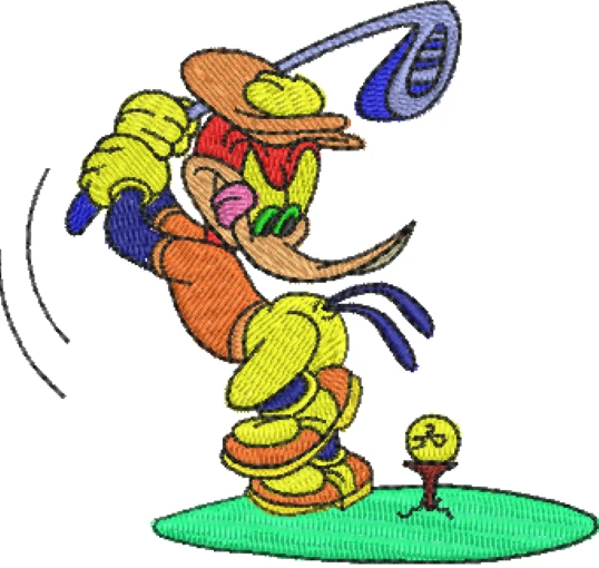 Visualização da Matriz de Bordado Pica-Pau Jogador de Golfe