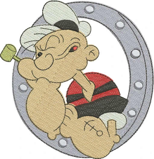 Visualização da matriz de bordado Popeye 08 – Três Tamanhos