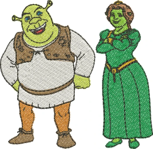 Visualização da Matriz de Bordado Shrek e Fiona