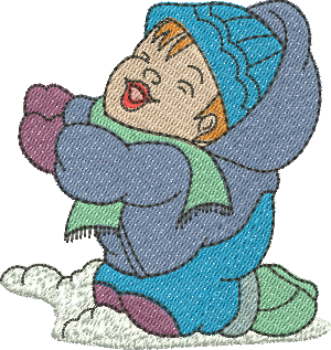 Matriz de Bordado Menino na Neve 06