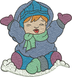 Matriz de Bordado Menino na Neve 07