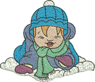 Matriz de Bordado Menino na Neve 08